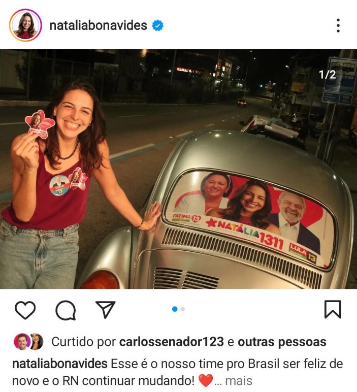 Não tem lugar para Carlos Eduardo no fusca de Natália Bonavides