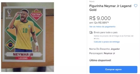 Figurinha de Neymar no álbum da Copa chega a valer R$ 9 mil