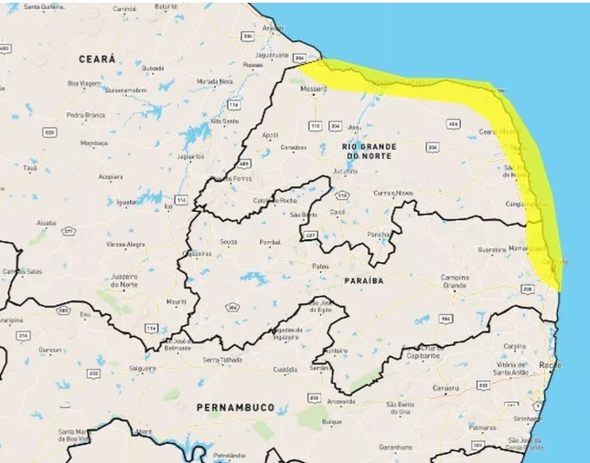 Instituto emite alerta de acumulado de chuvas para Natal e mais 34 cidades no RN; veja lista