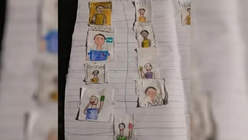 Sem dinheiro para comprar figurinhas, criança desenha álbum da Copa do Mundo