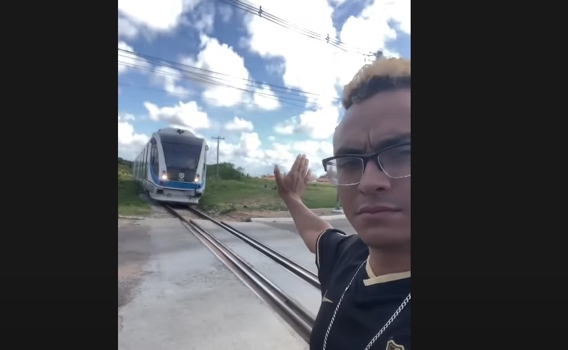 VÍDEO: Influencer potiguar tenta parar trem em movimento e CBTU emite alerta sobre risco de acidente