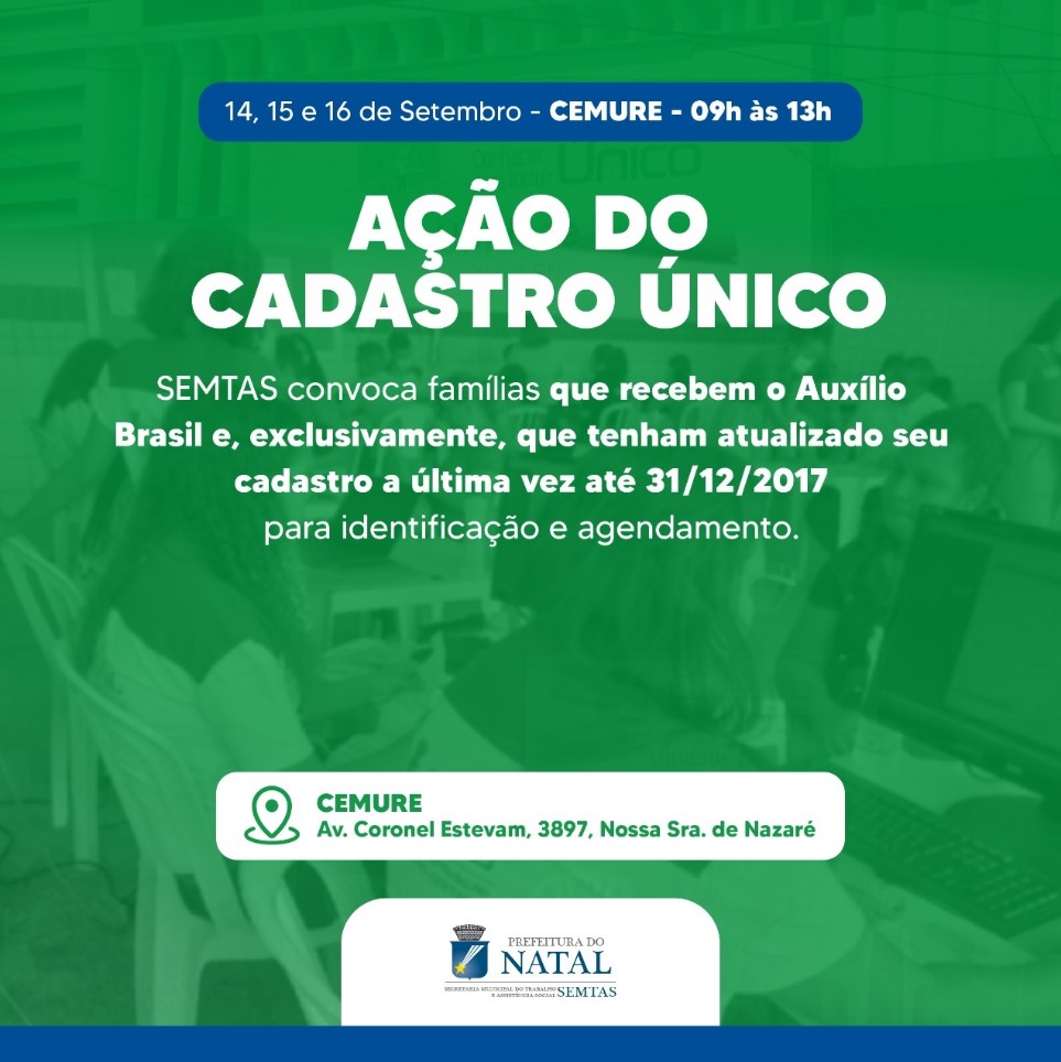 Semtas convoca famílias com dados desatualizados até 2017 para ação do Cadastro Único