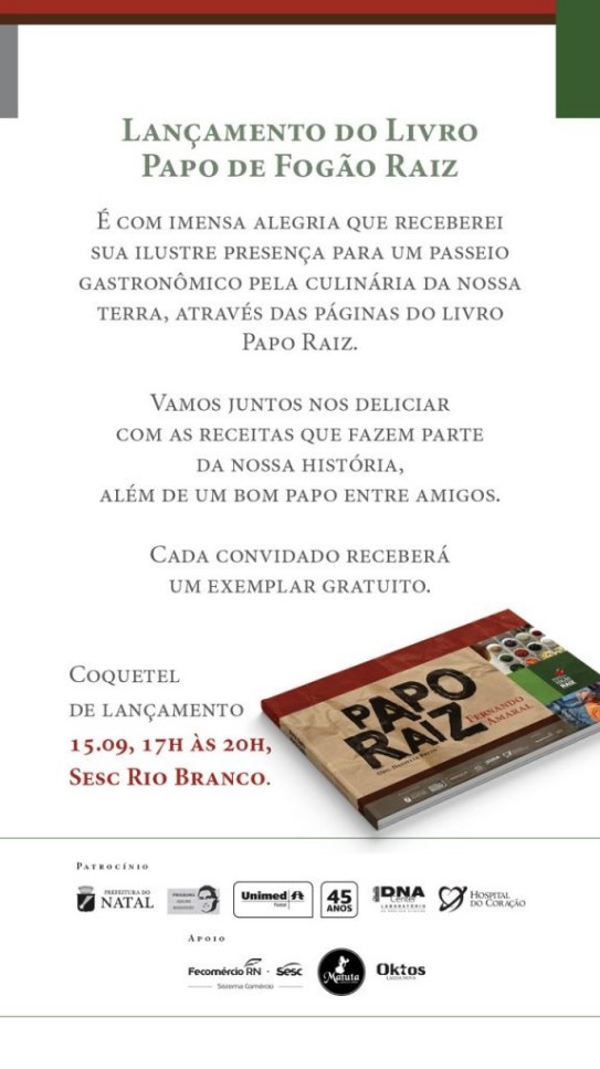 Livro Papo de Fogão será lançado hoje (15)