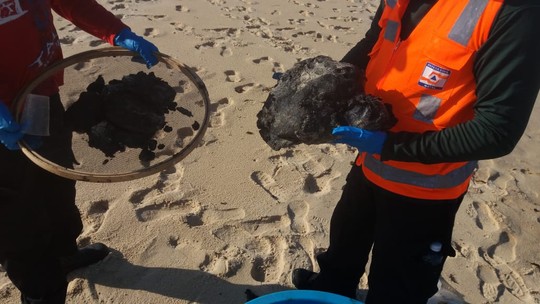Fragmentos de óleo voltam a surgir em praias de Natal; 18 kg já foram recolhidos