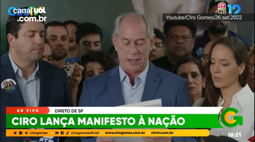 VÍDEO: Em pronunciamento, Ciro chama Lula e Bolsonaro de 'forças do atraso' e diz que mantém sua candidatura
