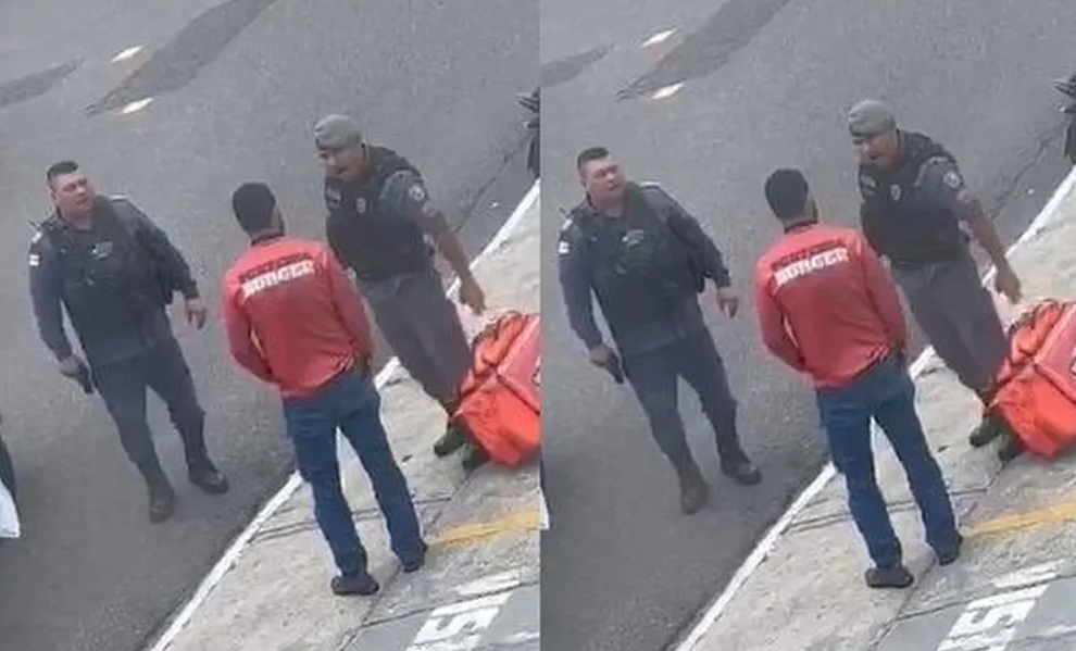 VÍDEO: Motoboy é agredido e tem a CNH rasgada por policiais; ação foi filmada por "juíza"