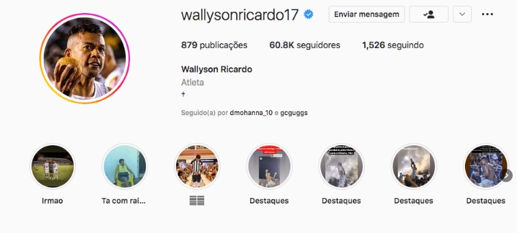 No Instagram, Wallyson não é mais jogador do ABC