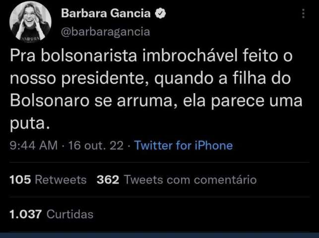 Jornalista ataca filha de Bolsonaro de 11 anos: “Parece uma puta”