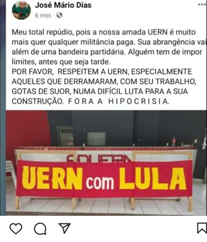 Professores repudiam uso da UERN por campanha de Lula: “Respeitem a UERN!”