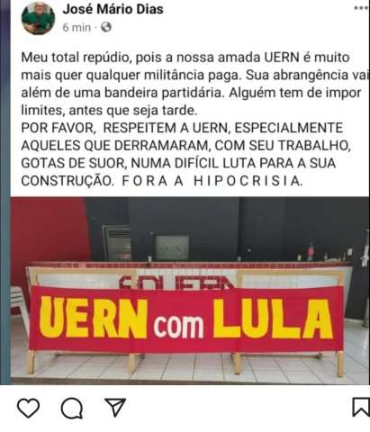 Professores repudiam uso da UERN por campanha de Lula: “Respeitem a UERN!”