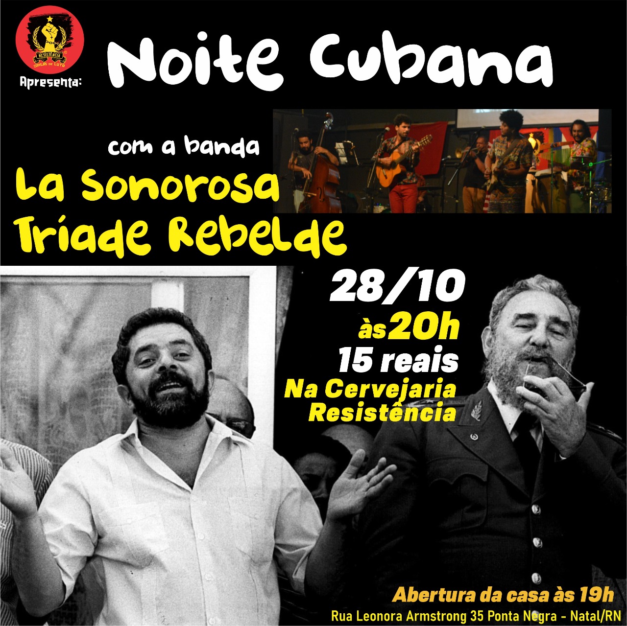 Noite Cubana com La Sonorosa Tríade Rebelde agita Cervejaria Resistência amanhã