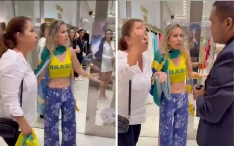 VÍDEO: Seguranças abordam mulher em shopping por usar bandeira do Brasil