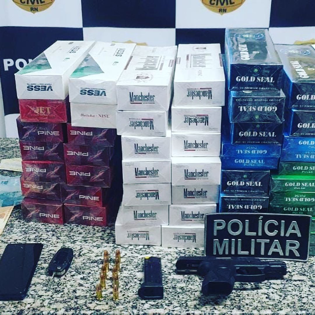 62 maços de cigarro paraguaio são apreendidos com homem armado no RN