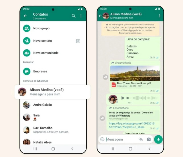 WhatsApp cria atalho para você conversar consigo mesmo; veja como usar