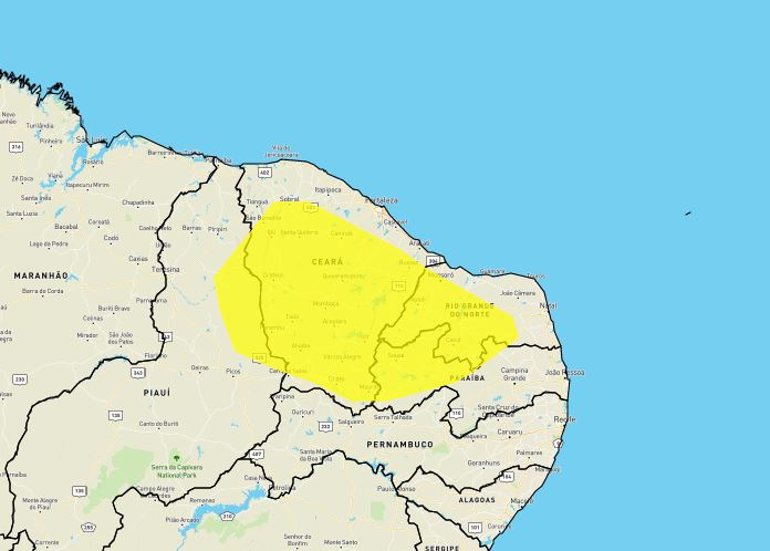 Inmet publica aviso de baixa umidade para 99 municípios do RN; veja lista