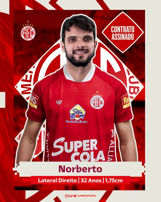 América anuncia retorno do lateral-direito Norberto