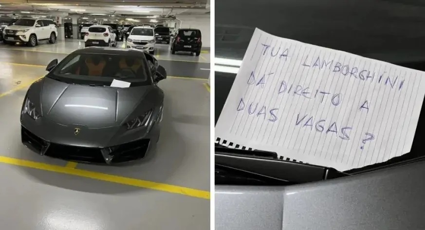 Lamborghini estacionada em duas vagas viraliza na internet e dono responde