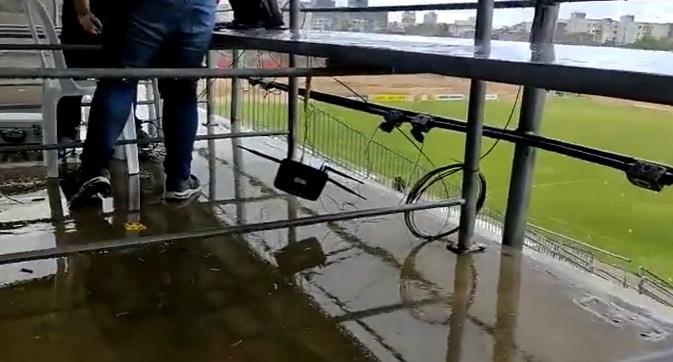 VÍDEO: Fortes chuvas deixam cabines de rádios e TVs da Arena América sem condições de transmissão