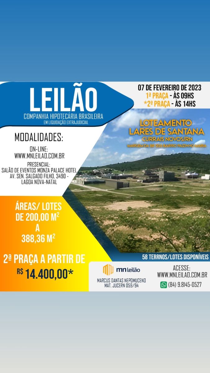 Apartamentos, casas e terrenos no RN vão à leilão em fevereiro; confira como participar