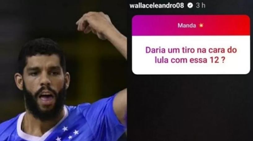 Clube afasta Wallace após jogador incitar tiro em Lula