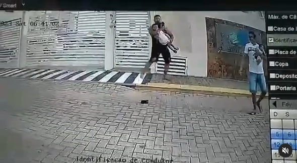 VÍDEO: Homem tenta sequestrar criança em frente a um condomínio fechado na Grande Natal