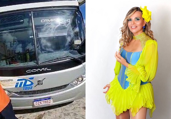 Ônibus da cantora Márcia Freire é metralhado durante tentativa de assalto