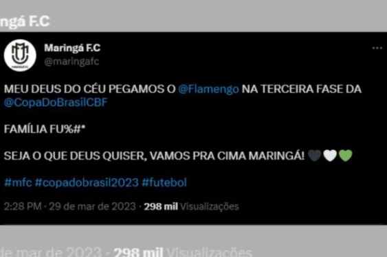 Time lamenta jogo com o Flamengo na Copa do Brasil: “Família, fud***”