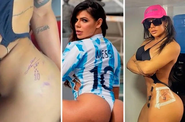 Brasileira pode entrar para o Guinness com maior número de tattoos em homenagem a Messi