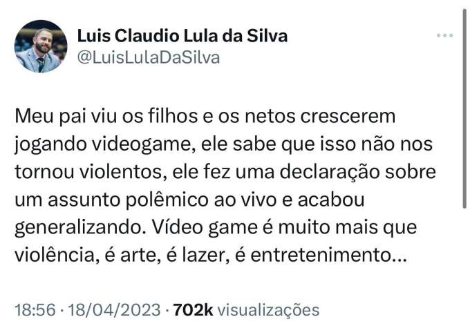 Até o filho rebate Lula