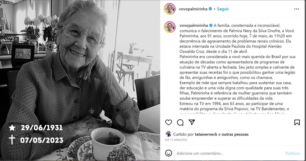 Morre apresentadora e cozinheira que fez história na TV brasileira