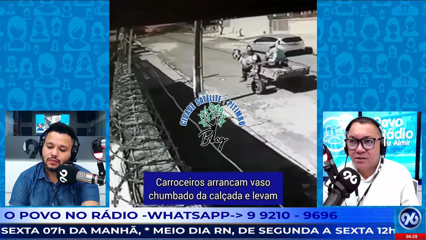 VÍDEO: Carroceiros são flagrados furtando vaso de plantas em Natal