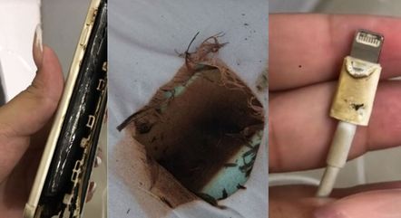 Celular explode enquanto carregava ao lado de menina que dormia e deixa rombo na cama