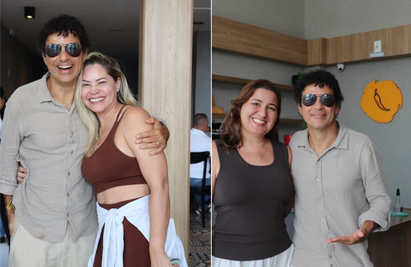 Cantor Jorge Vercillo recebe carinho de fãs durante almoço no Effó Restaurante