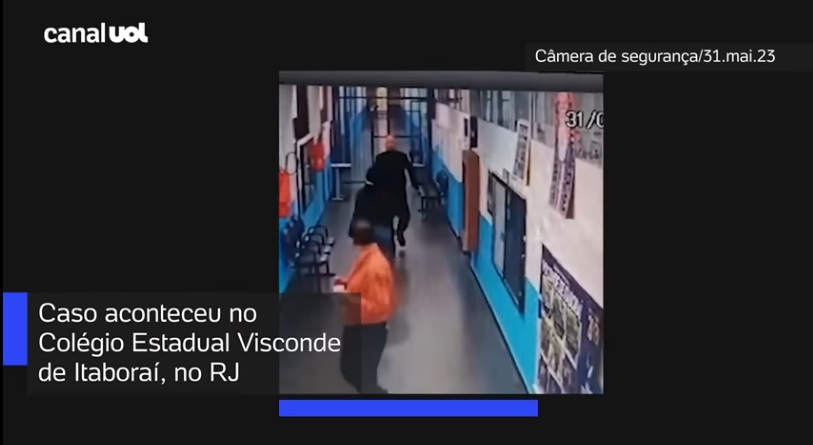 VÍDEO: Policial vai a escola e ameaça adolescente que brigou com filha dele no RJ