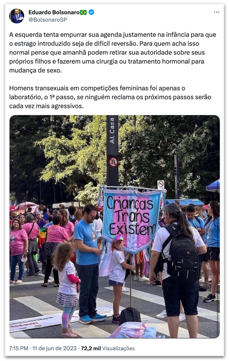 Políticos criticam bloco ‘Crianças Trans Importam’ da Parada LGBT+