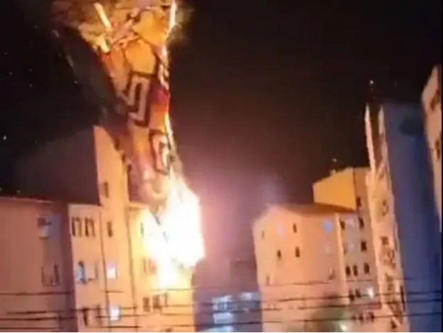 VÍDEO: Balão em chamas atinge prédio e moradores ficam desesperados