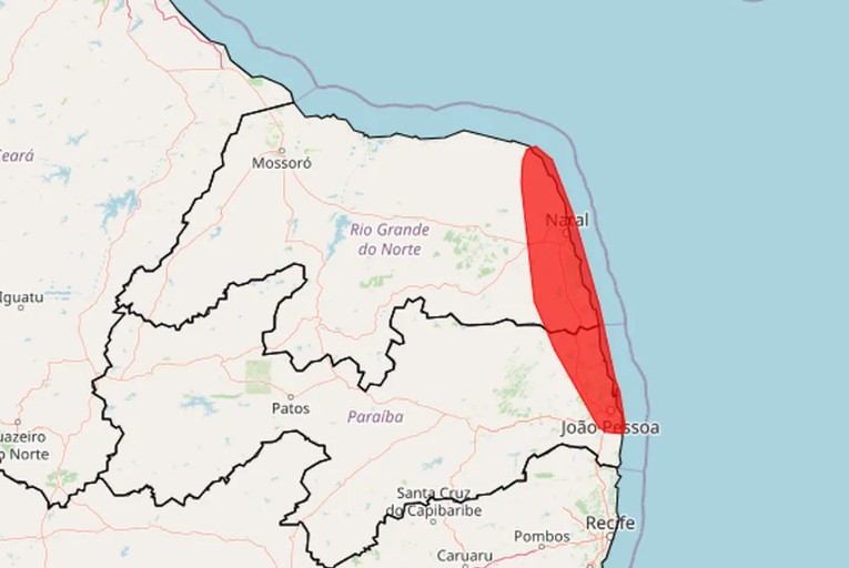 Inmet emite alerta vermelho de chuvas para Natal e mais 34 cidades do RN