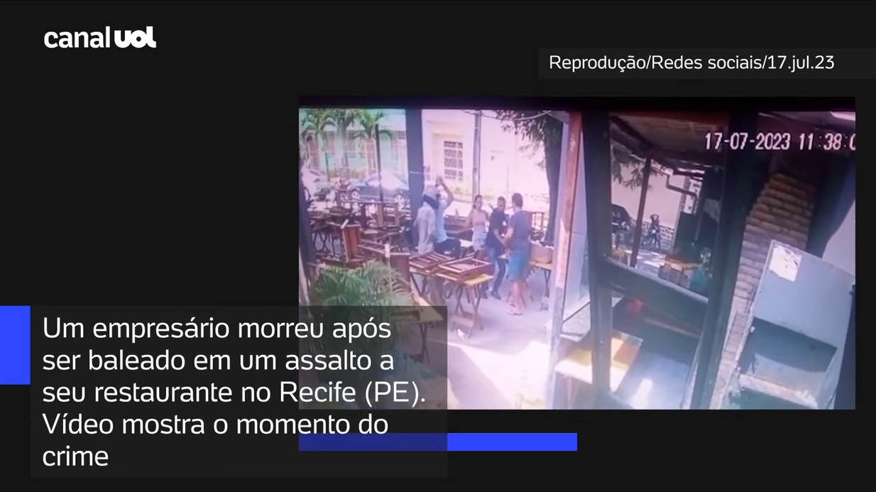 VÍDEO: Empresário é morto durante assalto a tradicional restaurante do Recife
