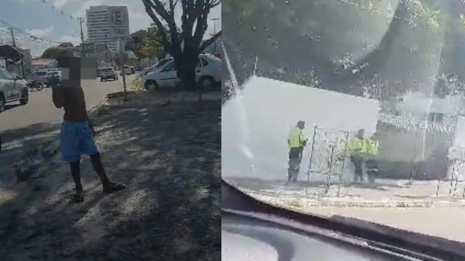 Sem agentes da STTU, criança auxilia trânsito em trecho de obras da Prefeitura de Natal