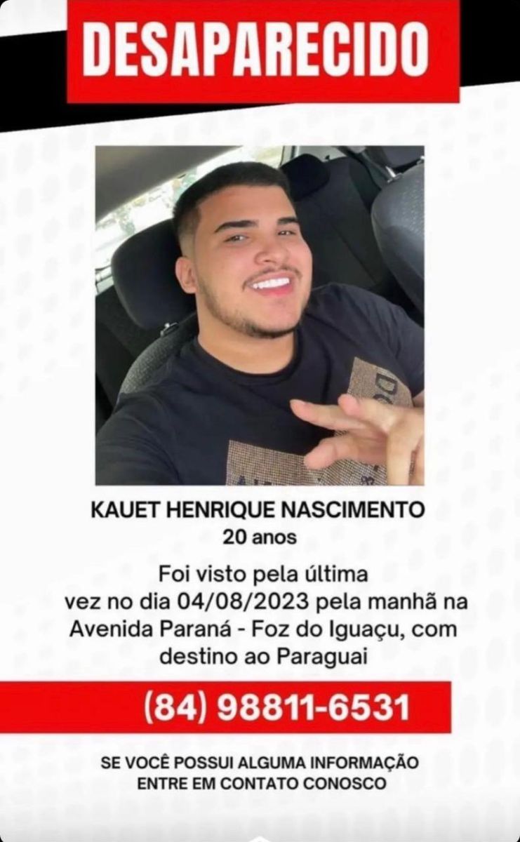 Família procura jovem potiguar desaparecido há três dias na rota para o Paraguai
