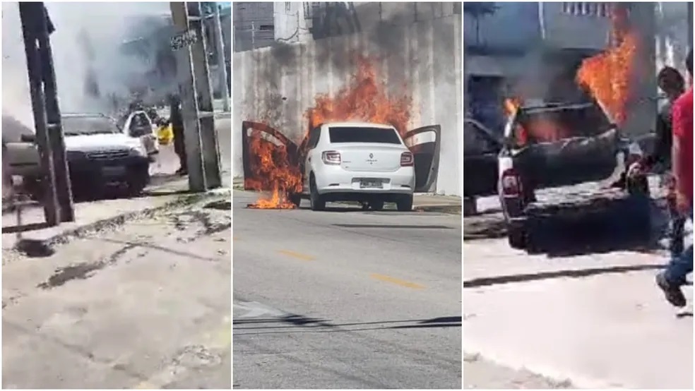 VÍDEO: Criminosos incendeiam carros em Fortaleza em meio a conflito entre facções criminosas