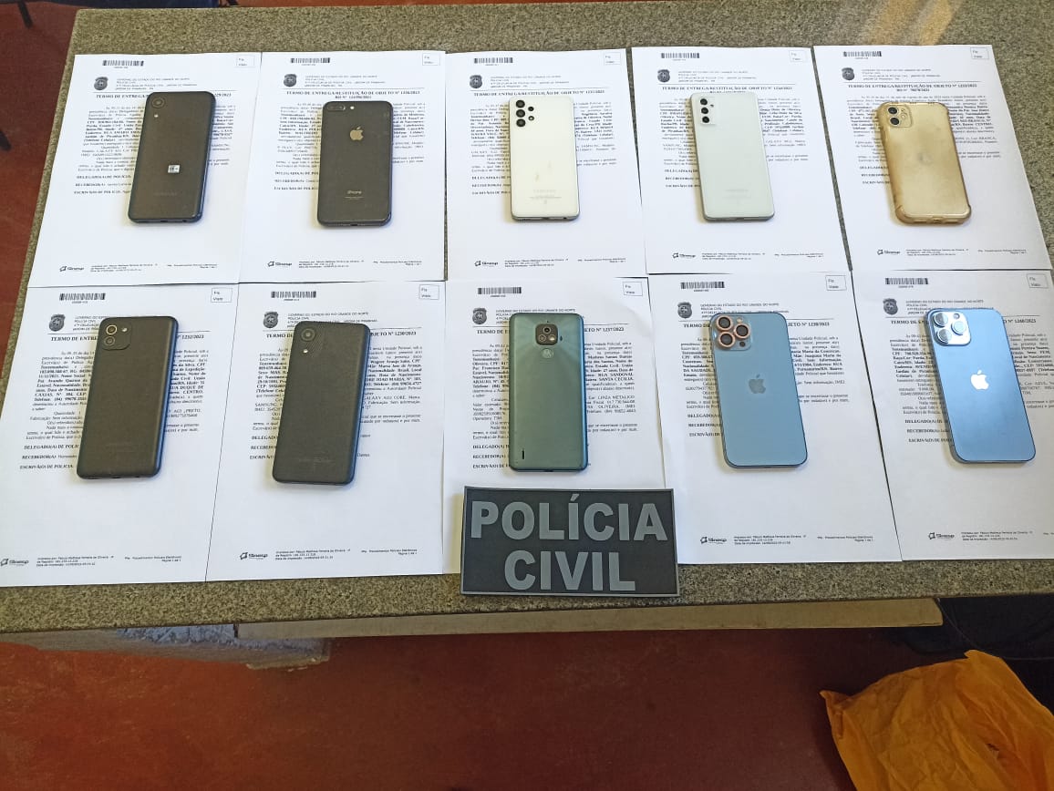 Polícia civil recupera 12 aparelhos celulares no interior do RN