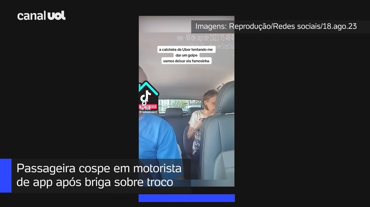 VÍDEO: Mulher cospe em motorista de app após briga sobre troco em Goiânia