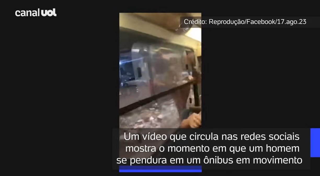 VÍDEO: Homem se pendura em ônibus após flagrar suposta traição