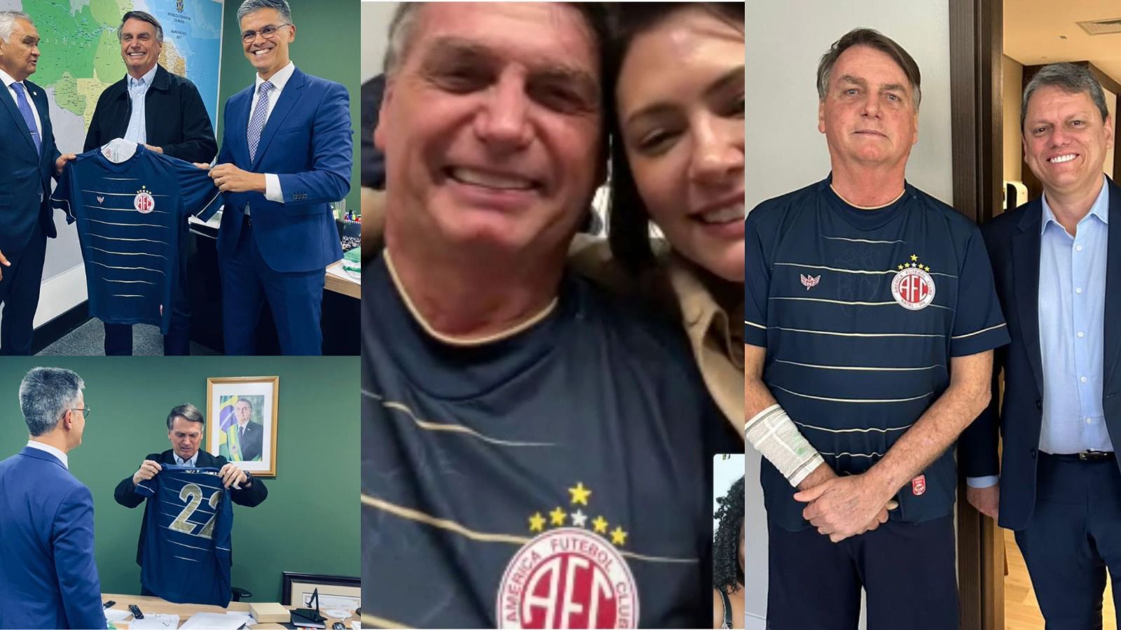 Após cirurgias, Bolsonaro usa camisa do América-RN que recebeu do deputado Coronel Azevedo