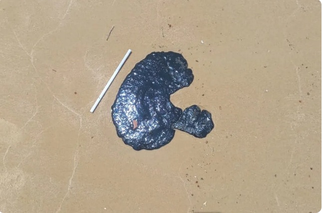 VÍDEO: Manchas de óleo são encontradas por banhistas em praia do litoral Sul do RN