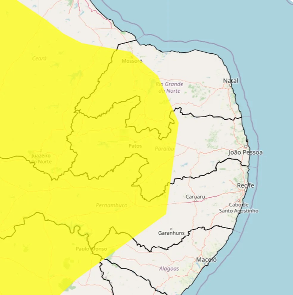Inmet alerta para baixa umidade em 77 cidades do RN até sexta-feira (6); veja lista