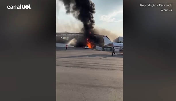 VÍDEO: Avião bate asa no chão, derrapa, explode e deixa 2 mortos em MT