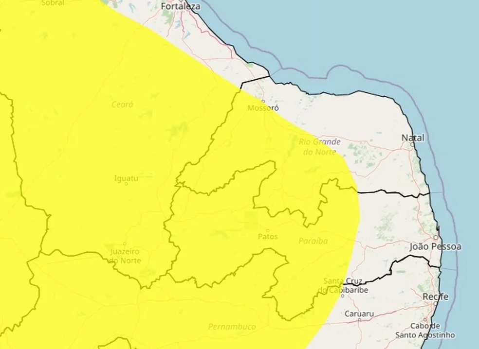 Inmet alerta para baixa umidade em 87 cidades do RN; veja lista
