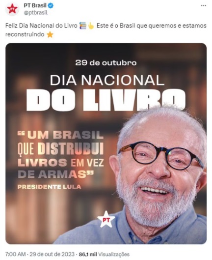 PT publica post sobre Dia Nacional do Livro com erro de português